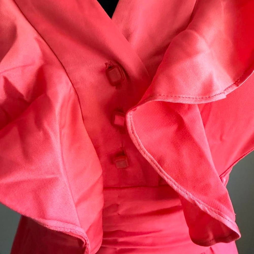 BCBGeneration Hot Pink Ruffle Halter Dress Barbiecore - Picture 2 of 6